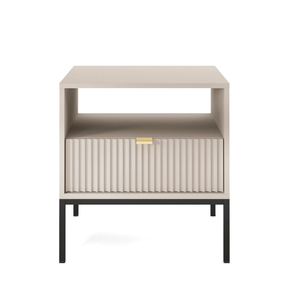 Nachttisch NANAIMO - Kaschmir - Goldene Griffe - 1 Schublade - Breite 54 cm, Höhe 56 cm, Tiefe 39 cm – Bild 7