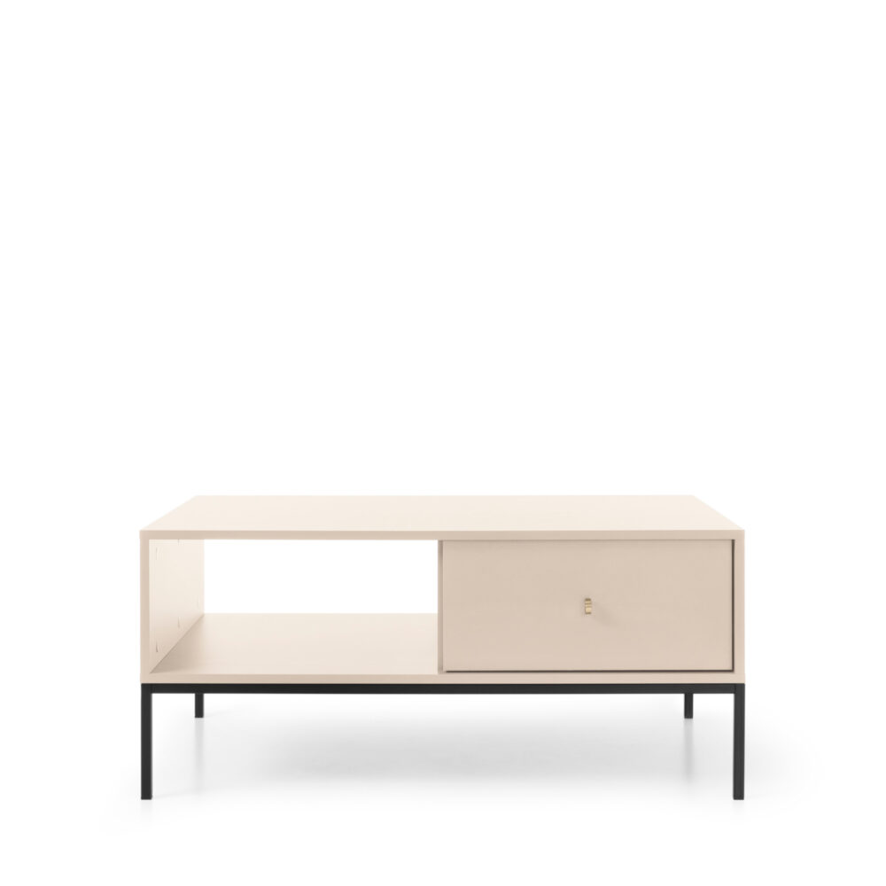 Couchtisch MONCTON - Beige - Metallgriffe - 1 Schublade - Breite 104 cm, Höhe 46 cm, Tiefe 68 cm – Bild 5