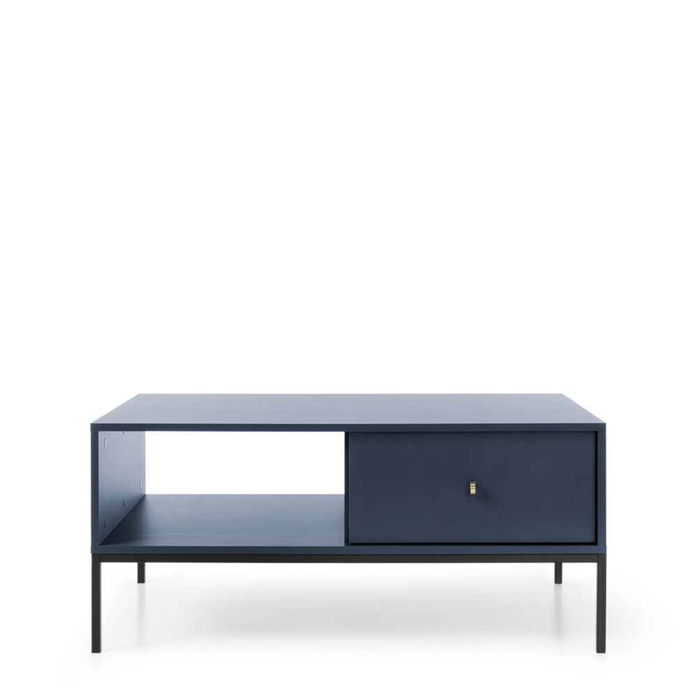 Couchtisch MONCTON - Dunkelblau - Metallgriffe - 1 Schublade - Breite 104 cm, Höhe 46 cm, Tiefe 68 cm – Bild 6