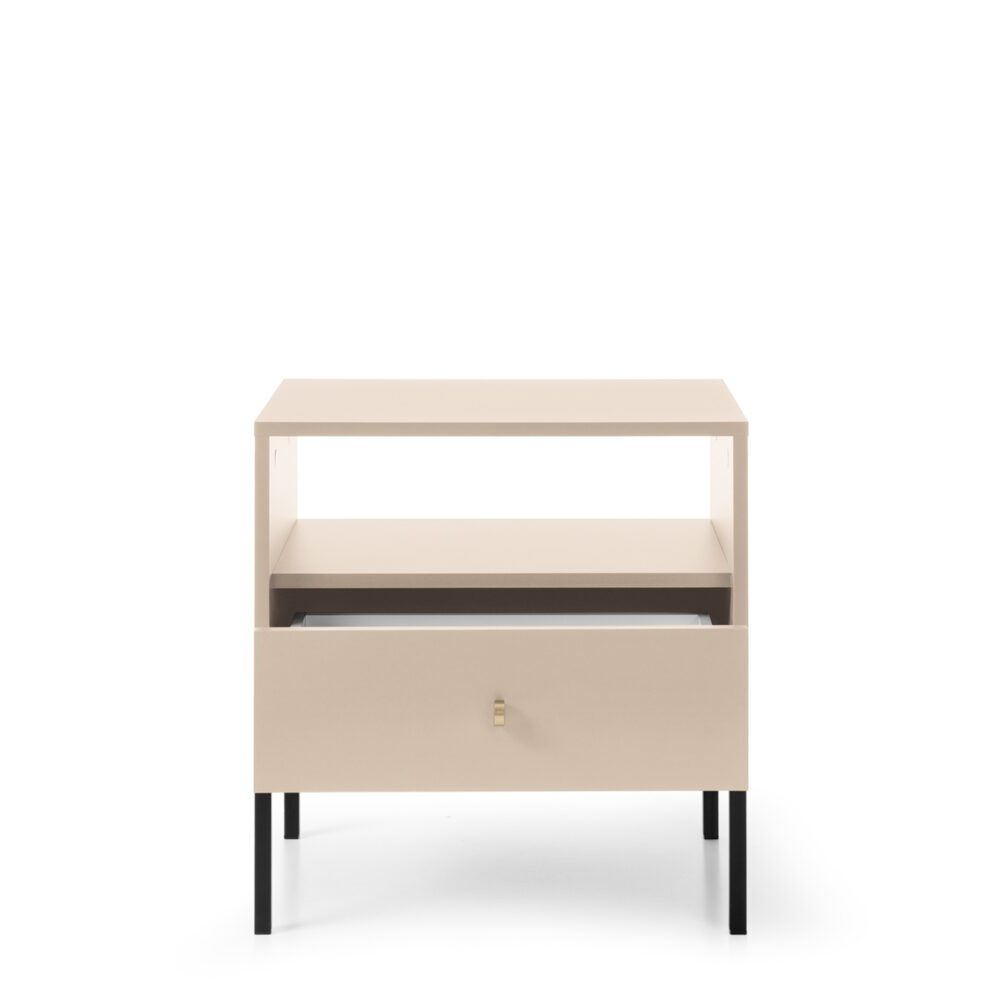 Nachttisch MONCTON - Beige - Metallgriffe - 1 Schublade - Breite 54 cm, Höhe 56 cm, Tiefe 39 cm – Bild 3