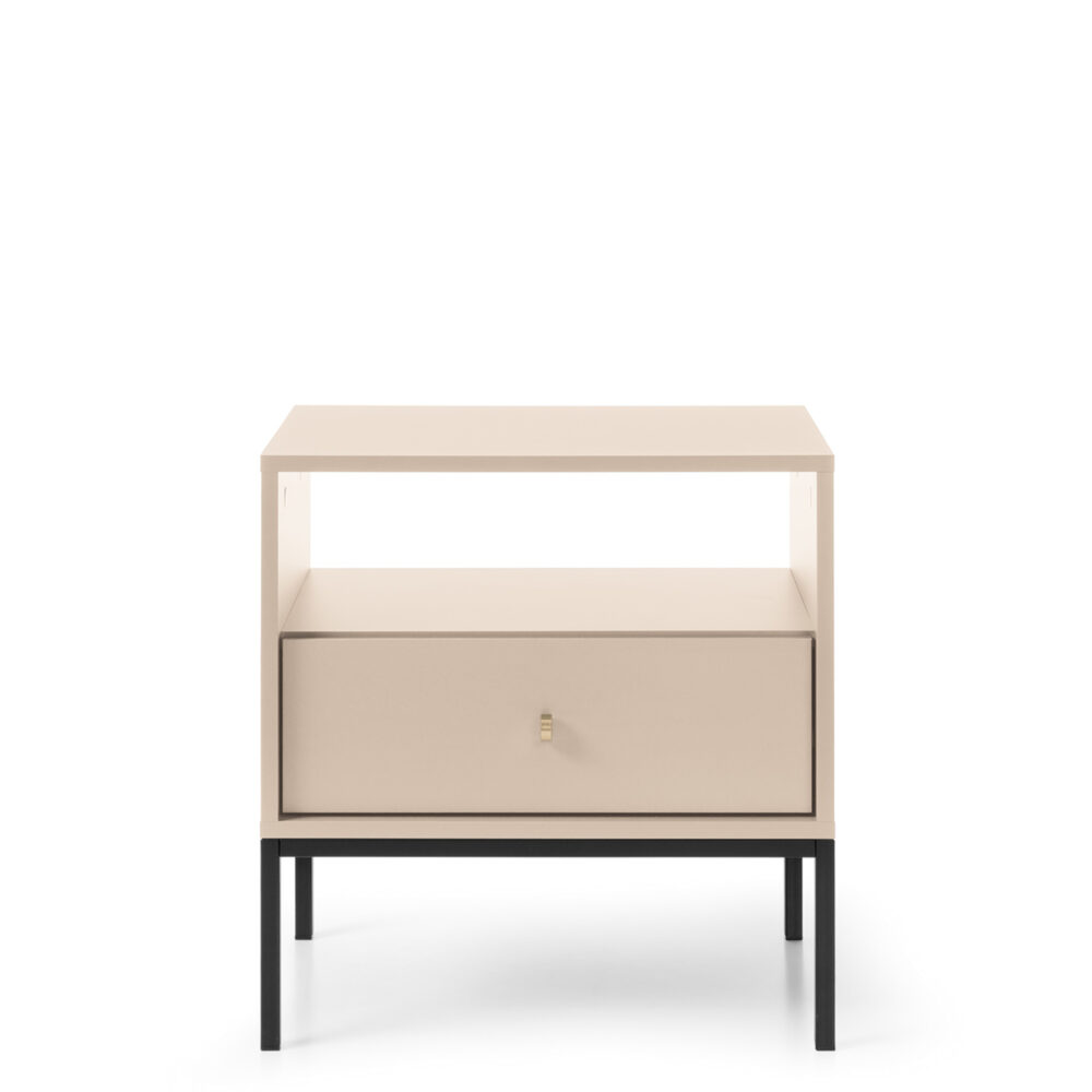 Nachttisch MONCTON - Beige - Metallgriffe - 1 Schublade - Breite 54 cm, Höhe 56 cm, Tiefe 39 cm – Bild 5