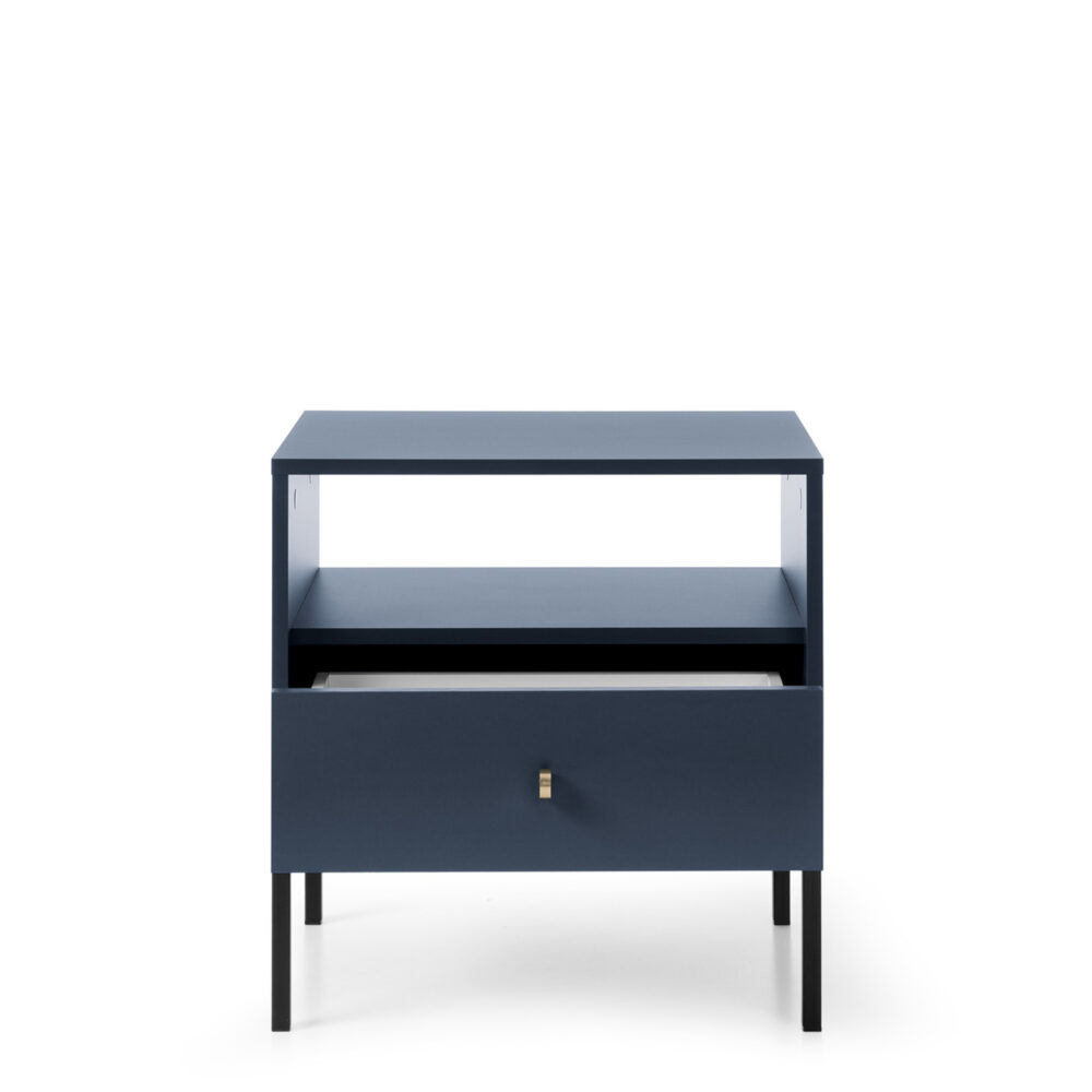 Nachttisch MONCTON - Dunkelblau - Metallgriffe - 1 Schublade - Breite 54 cm, Höhe 56 cm, Tiefe 39 cm – Bild 3