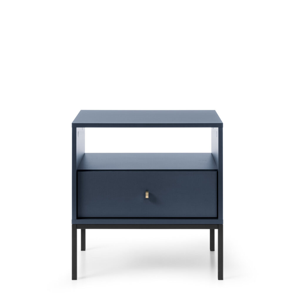 Nachttisch MONCTON - Dunkelblau - Metallgriffe - 1 Schublade - Breite 54 cm, Höhe 56 cm, Tiefe 39 cm – Bild 5