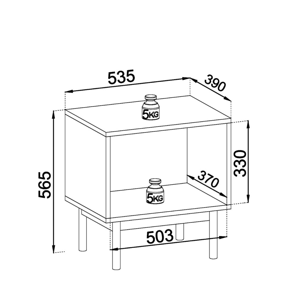 Nachttisch DIEPPE - Kaschmir - Metallgriffe - Holzbeine - Breite 56 cm, Höhe 56 cm, Tiefe 39 cm – Bild 3