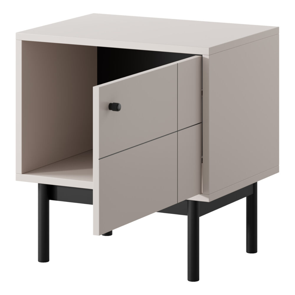 Nachttisch DIEPPE - Kaschmir - Metallgriffe - Holzbeine - Breite 56 cm, Höhe 56 cm, Tiefe 39 cm – Bild 4