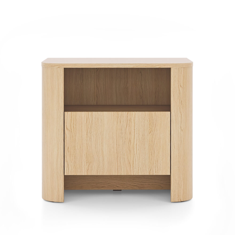 Nachttisch AMOS - Eiche - Abgerundet - Sanftes Schließen - 1 Schublade - Breite 58 cm, Höhe 52 cm, Tiefe 39 cm – Bild 7