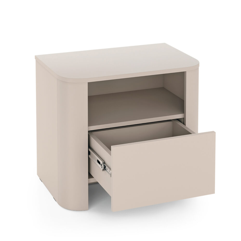 Nachttisch AMOS - Kaschmir - Abgerundet - Sanftes Schließen - 1 Schublade - Breite 58 cm, Höhe 52 cm, Tiefe 39 cm – Bild 4