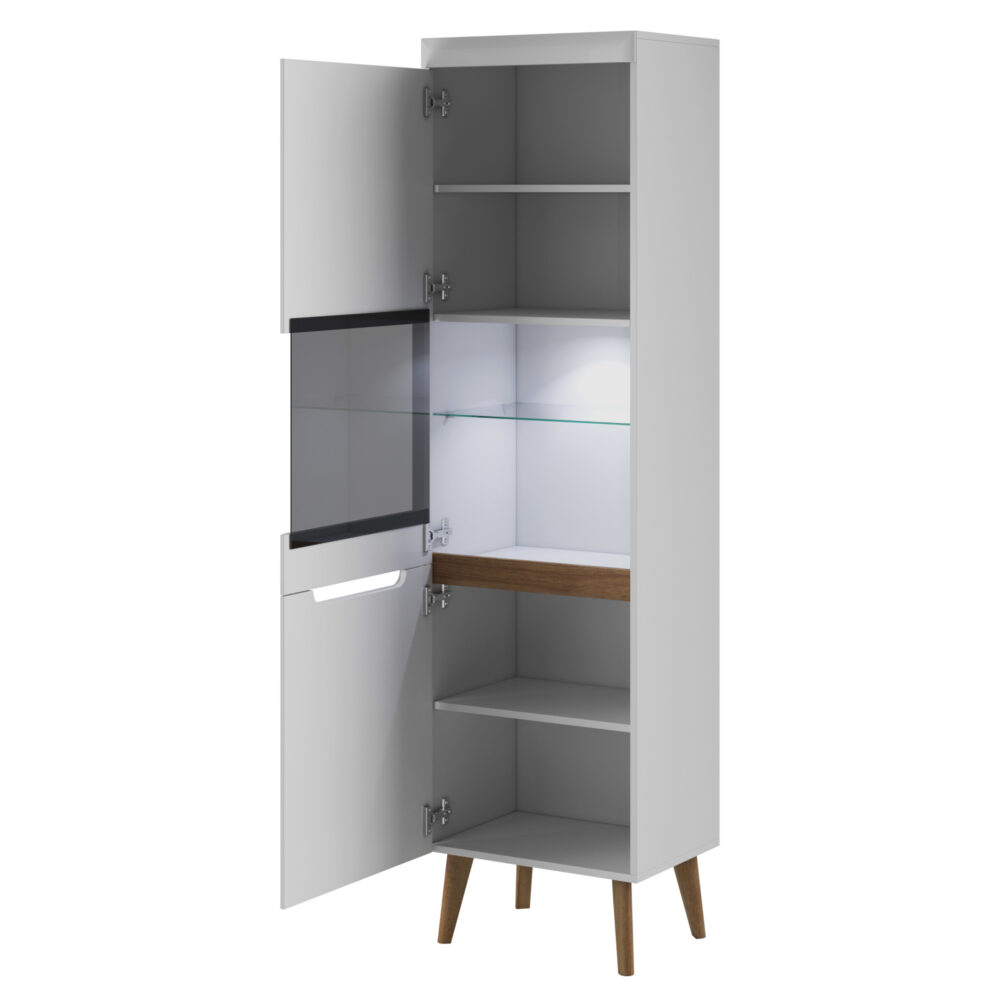 Vitrine SUDBURRY NWT53 - Weiß - Hochglanzfronten - Verglast - Breite 53 cm, Höhe 197 cm, Tiefe 40 cm – Bild 4
