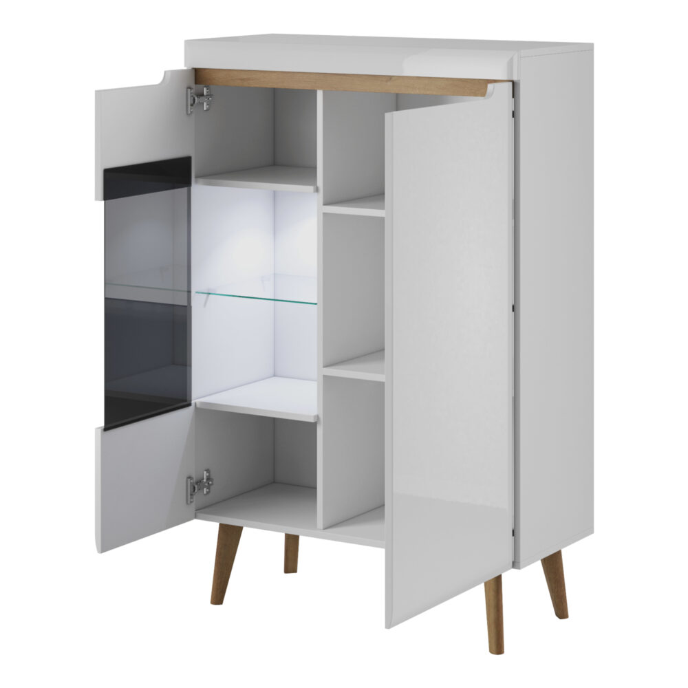 Vitrine SUDBURRY NWT90 - Weiß - Hochglanzfronten - Verglast - Breite 90 cm, Höhe 134 cm, Tiefe 40 cm – Bild 4