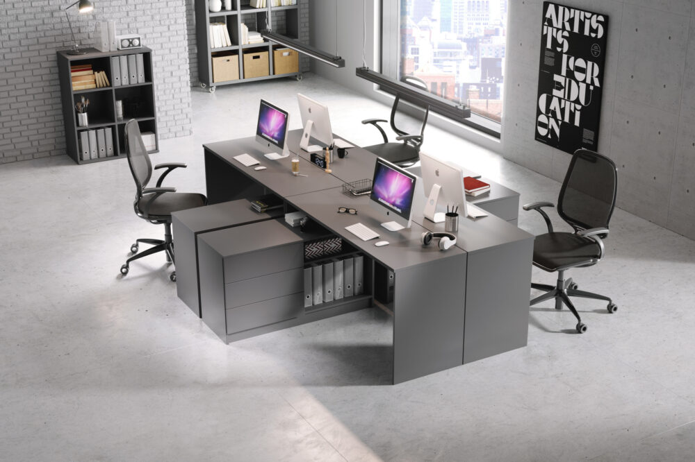 Schreibtisch TOVIK - Graphit - mit Schubladen – Bild 4