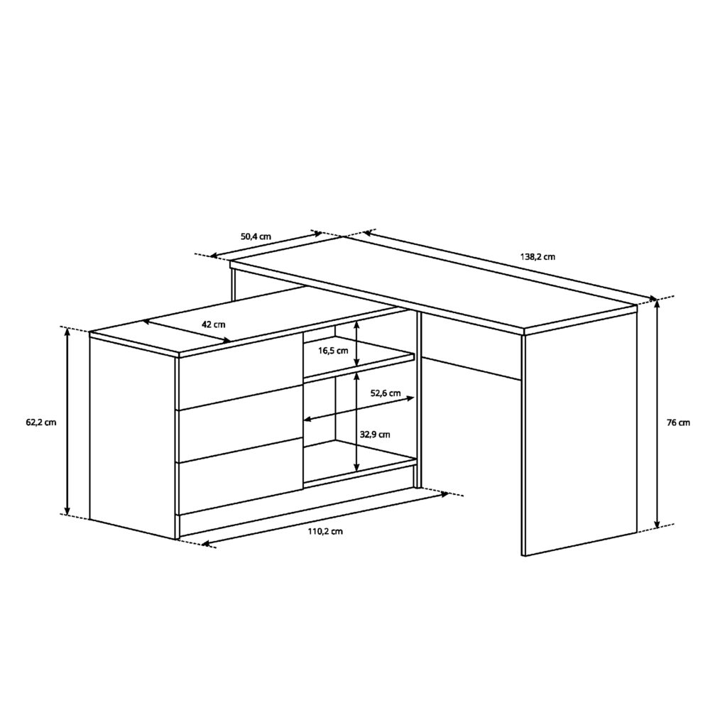 Schreibtisch TOVIK - Weiß matt - mit Schubladen – Bild 3