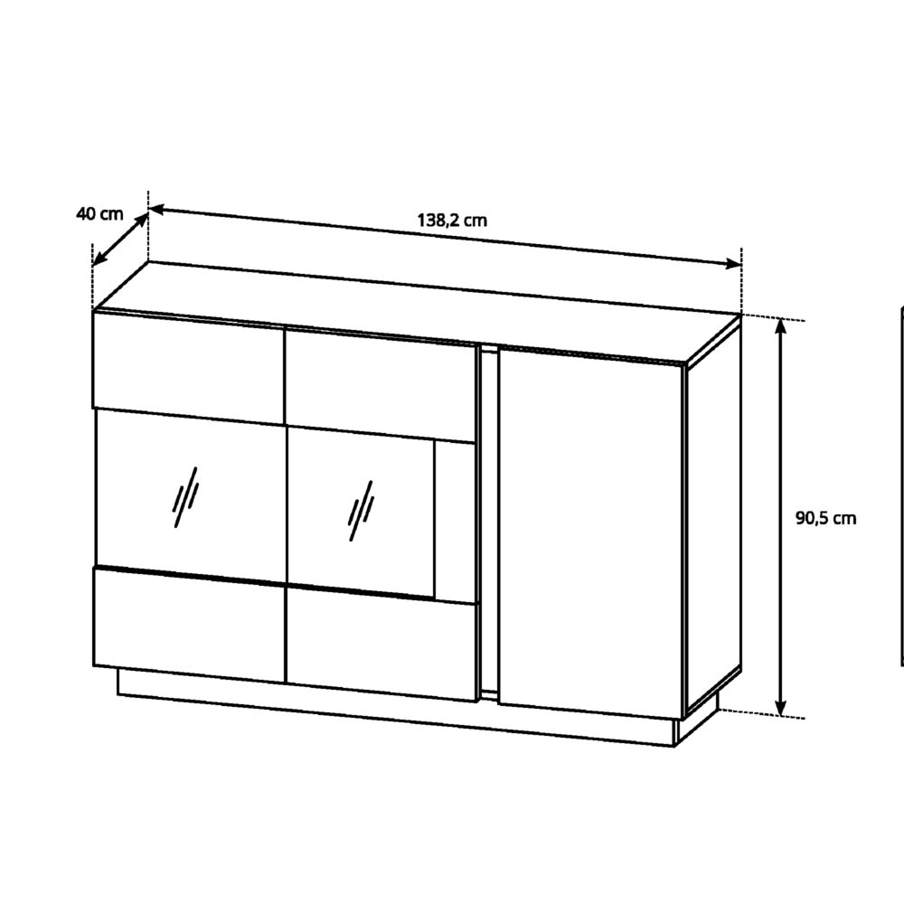 Kommode ANDEBU KOM1 - Eiche - Graphitgrau - mit Glas – Bild 2