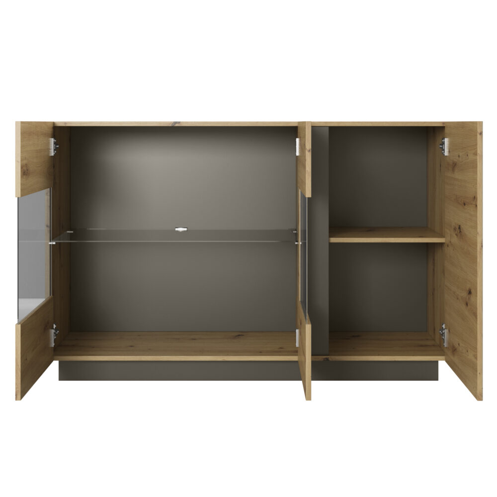 Kommode ANDEBU KOM1 - Eiche - Graphitgrau - mit Glas – Bild 3