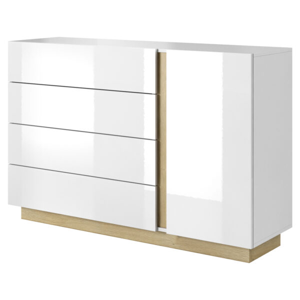 Kommode ANDEBU KOM4 - Eiche - Weiß matt/hochglanz - mit Schubladen