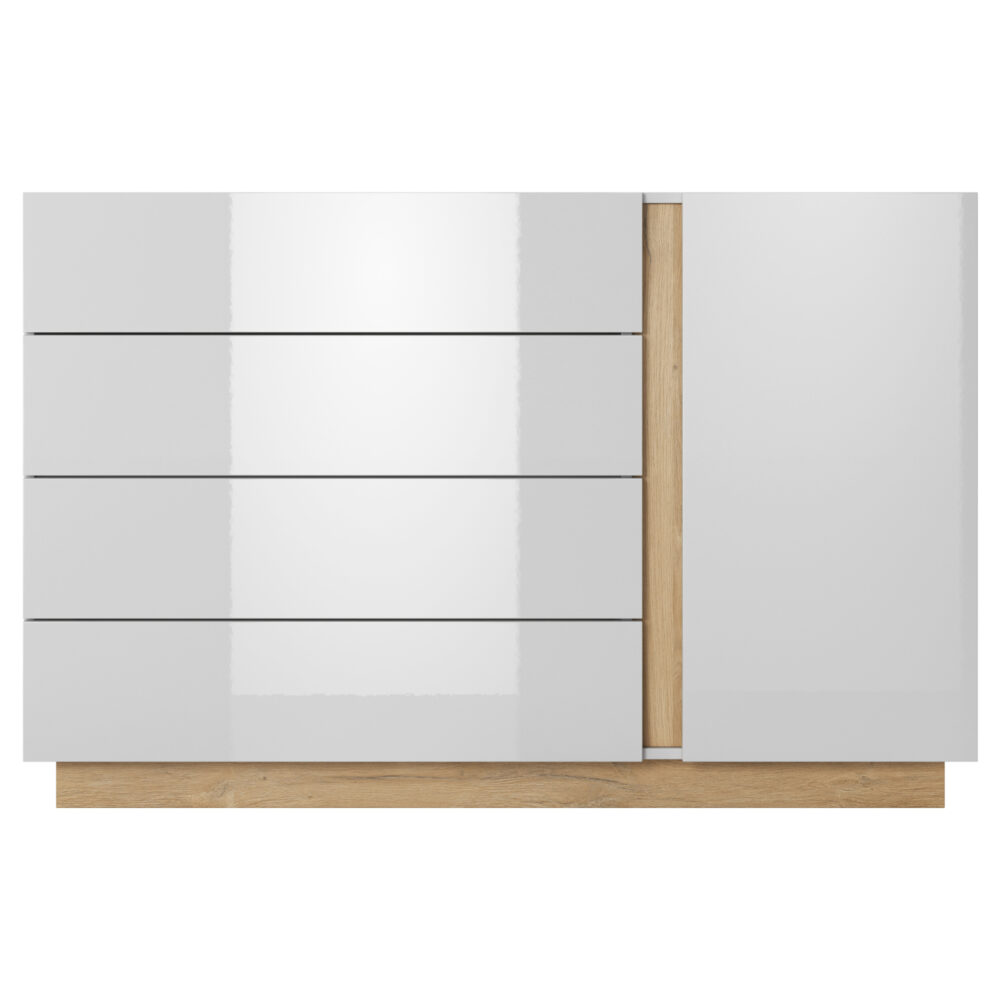 Kommode ANDEBU KOM4 - Eiche - Weiß matt/hochglanz - mit Schubladen – Bild 7