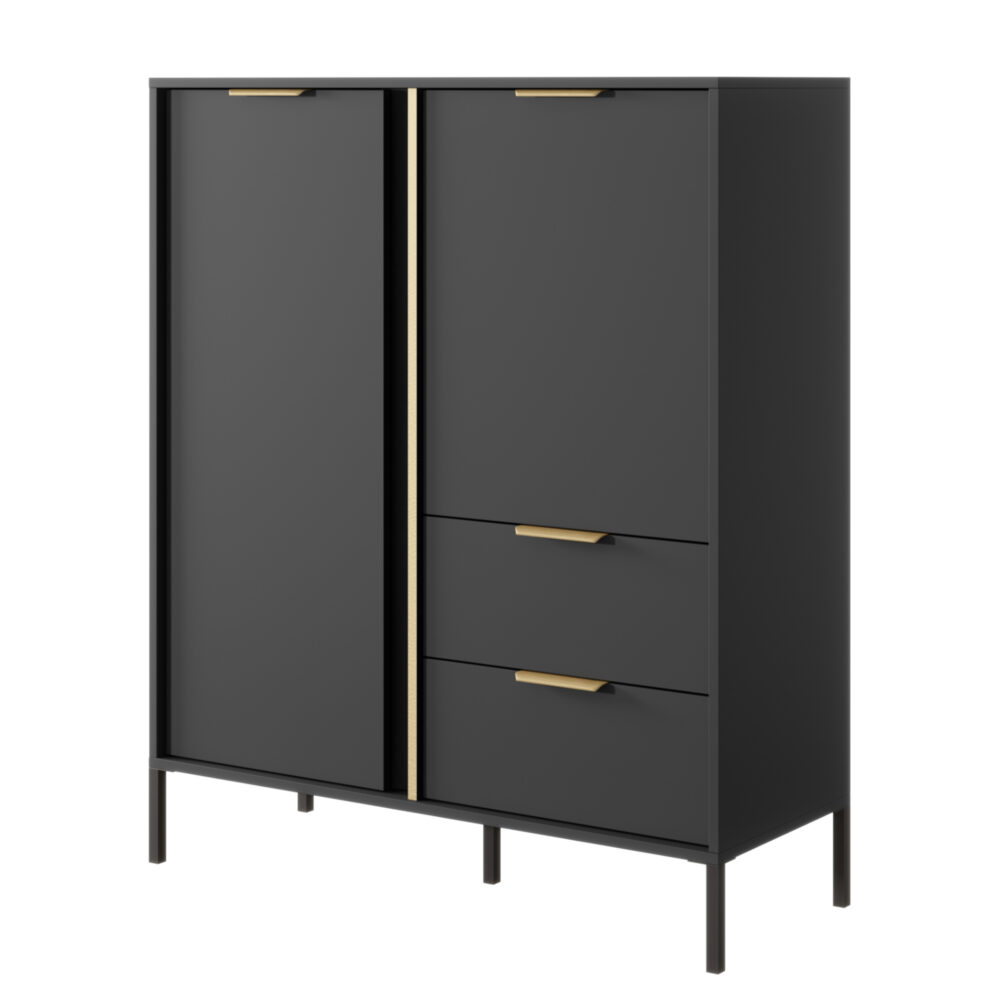 Kommode LAVIK KOM1 - Anthrazit - mit Schubladen - goldfarbene Akzente