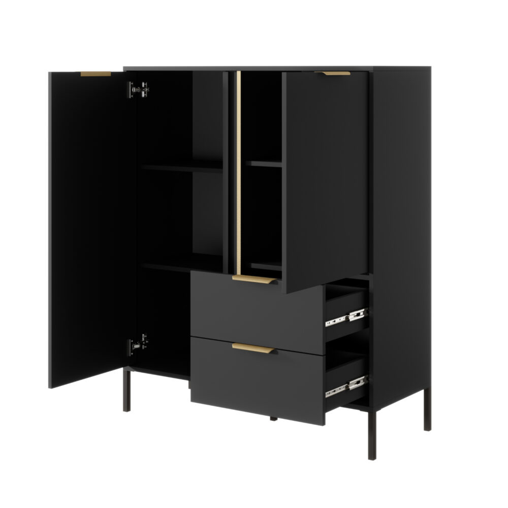 Kommode LAVIK KOM1 - Anthrazit - mit Schubladen - goldfarbene Akzente – Bild 4