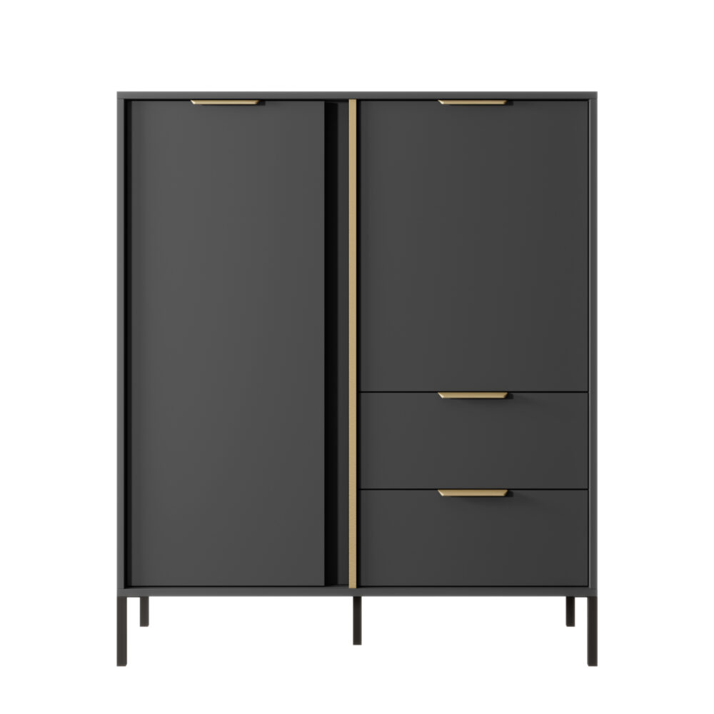 Kommode LAVIK KOM1 - Anthrazit - mit Schubladen - goldfarbene Akzente – Bild 7