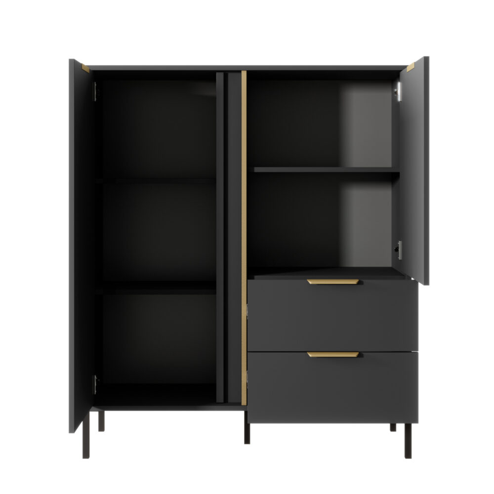 Kommode LAVIK KOM1 - Anthrazit - mit Schubladen - goldfarbene Akzente – Bild 8