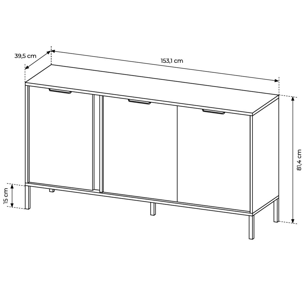 Kommode LAVIK KOM3 - Anthrazit - matt - goldfarbene Akzente – Bild 3