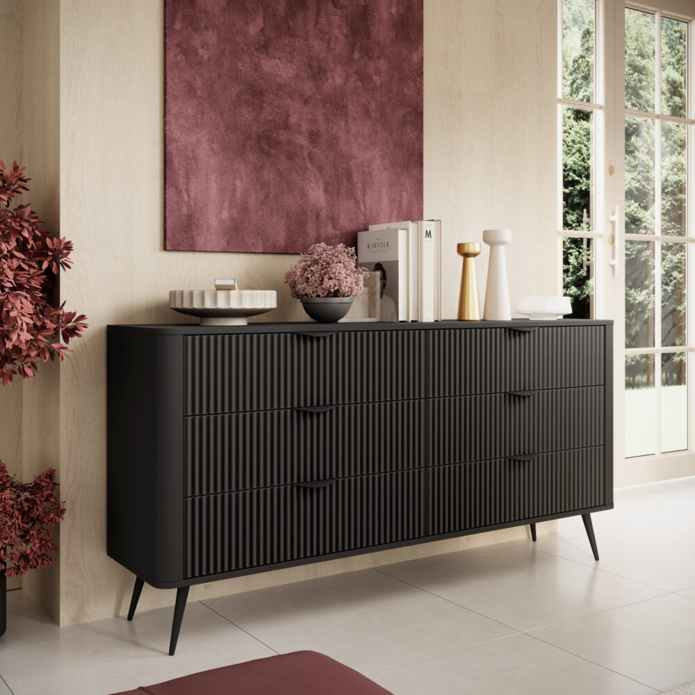 Kommode LEKNES KOM1 - Schwarz - mit Schubladen – Bild 2