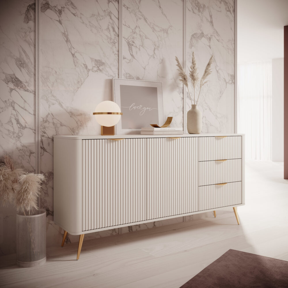 Kommode LEKNES KOM2 - Beige - mit Schubladen – Bild 2