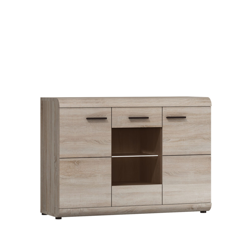 Kommode LYNGDAL KOM1 - Sonoma-Eiche - mit Glas