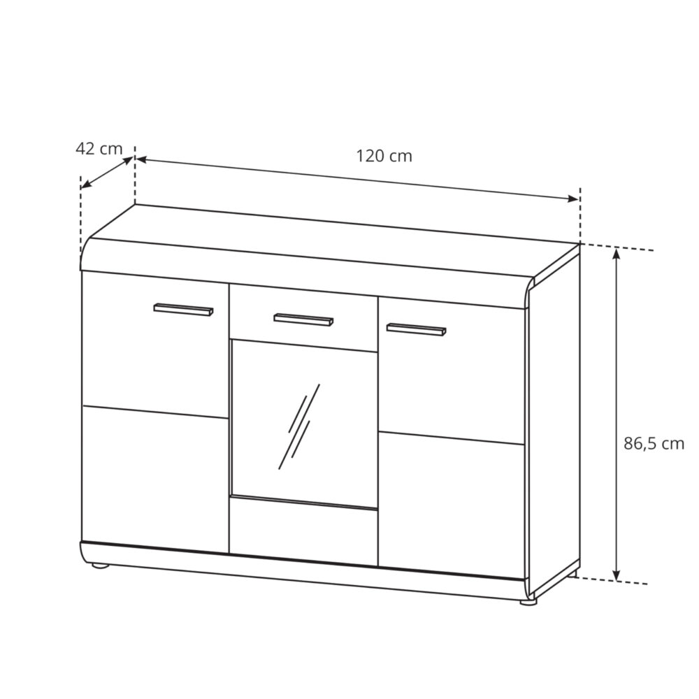 Kommode LYNGDAL KOM1 - Sonoma-Eiche - mit Glas – Bild 2