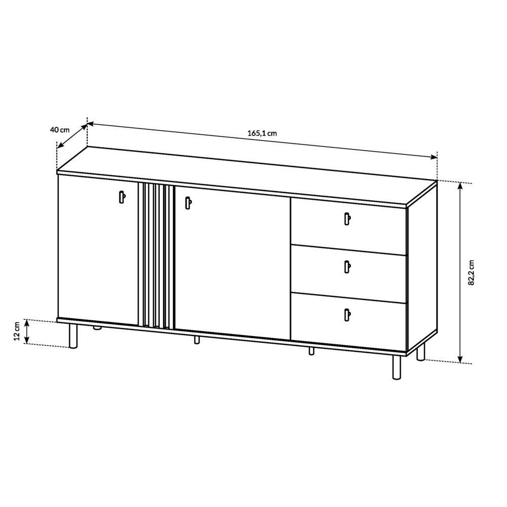 Kommode MANDAL - Eiche - Anthrazit - mit Glas - mit Schubladen – Bild 3