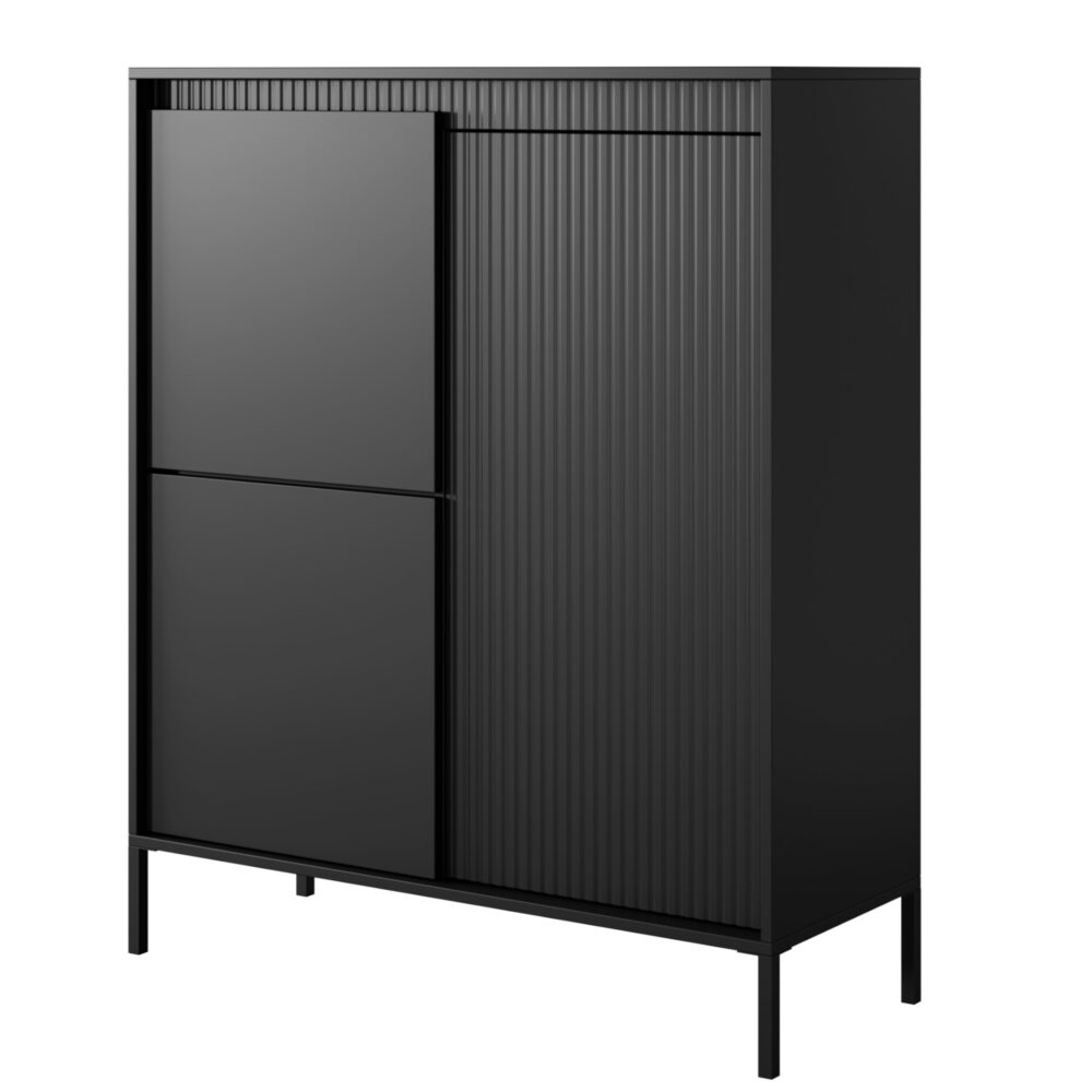 Kommode SELBU KOM1 - Schwarz - geriffelte Fronten – Bild 1