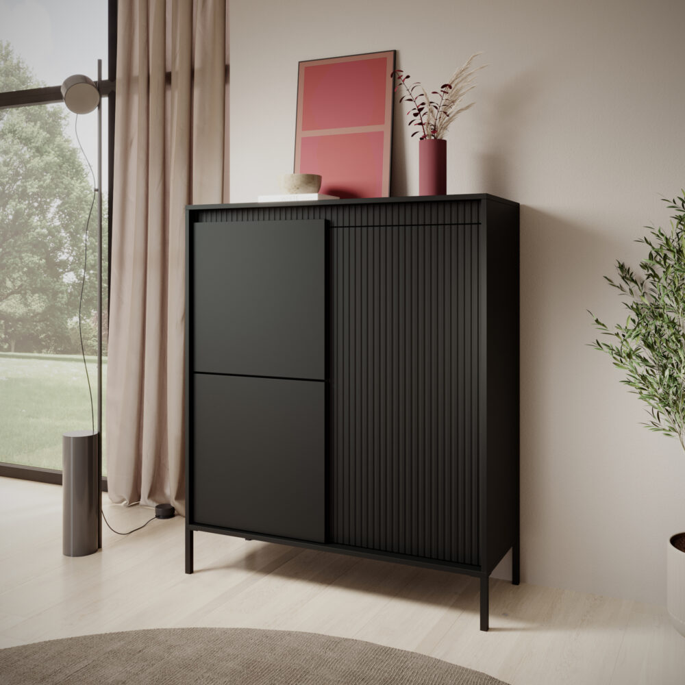 Kommode SELBU KOM1 - Schwarz - geriffelte Fronten – Bild 2