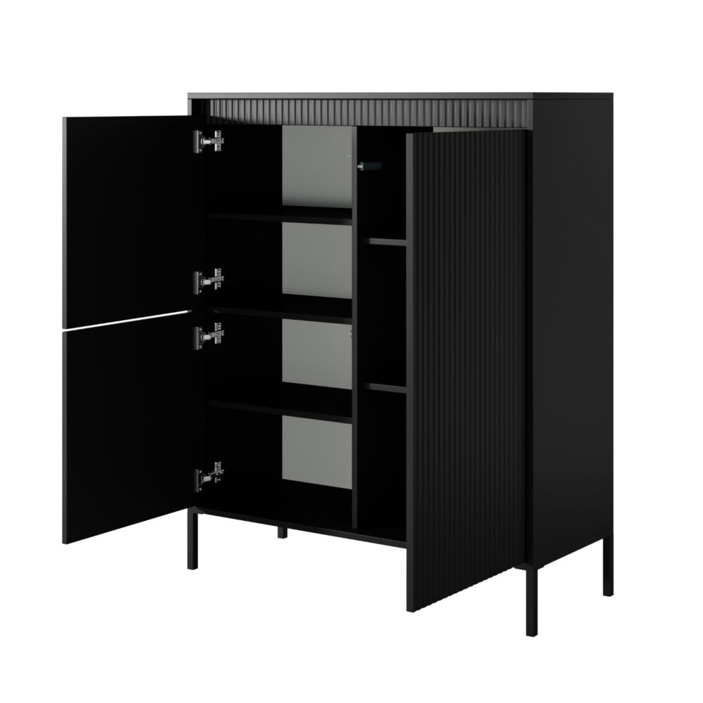 Kommode SELBU KOM1 - Schwarz - geriffelte Fronten – Bild 4