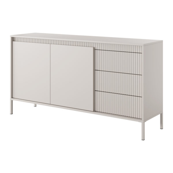 Kommode SELBU KOM2 - Beige - geriffelte Fronten - mit Schubladen