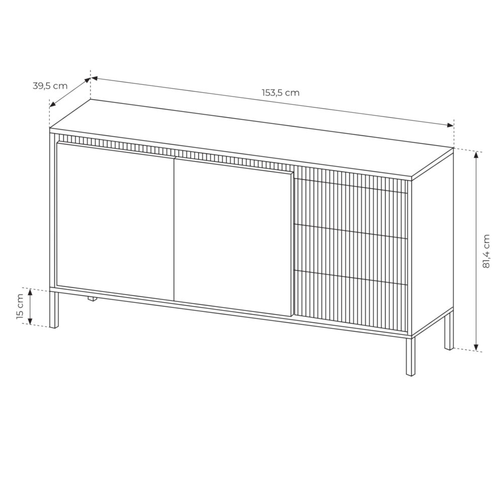 Kommode SELBU KOM2 - Beige - geriffelte Fronten - mit Schubladen – Bild 3