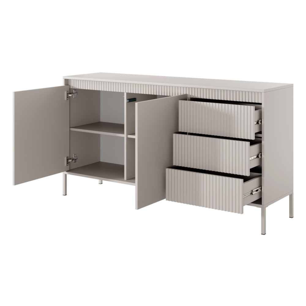 Kommode SELBU KOM2 - Beige - geriffelte Fronten - mit Schubladen – Bild 4