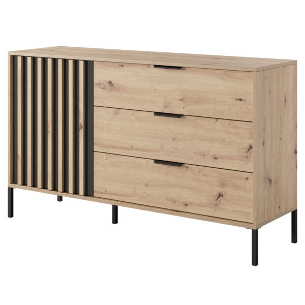 Kommode TANA - Eiche - Anthrazit - mit Schubladen - Lamellen