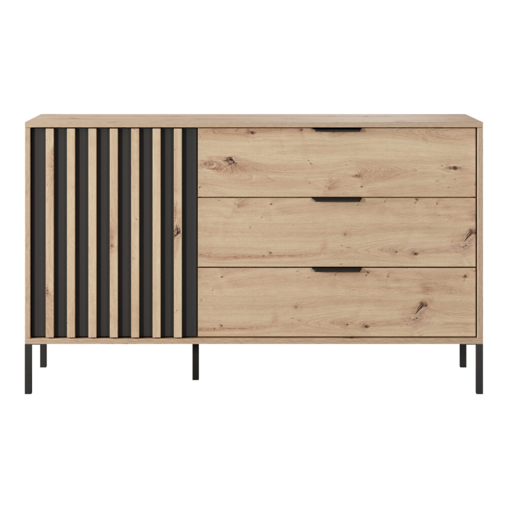 Kommode TANA - Eiche - Anthrazit - mit Schubladen - Lamellen – Bild 6