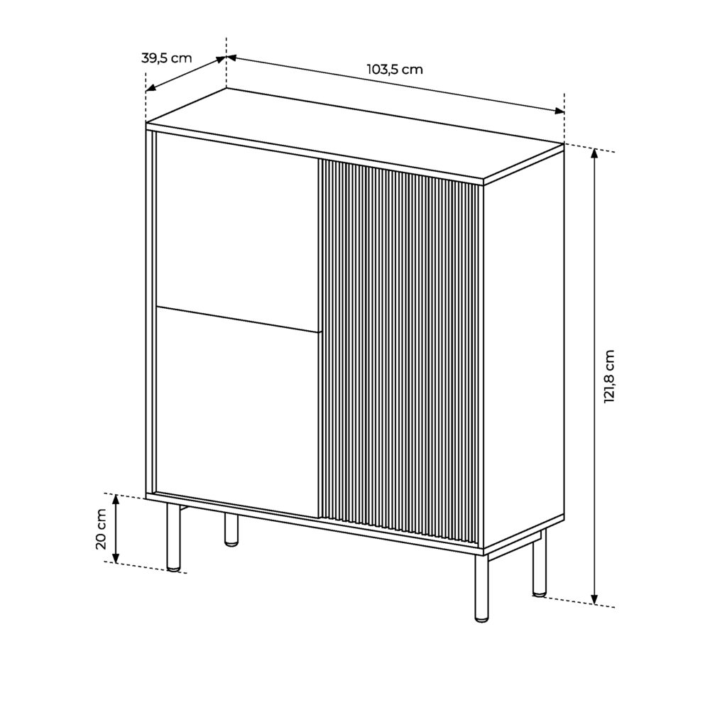 Kommode TAU KOM1 - Cremona-Eiche - geriffelte Fronten – Bild 3