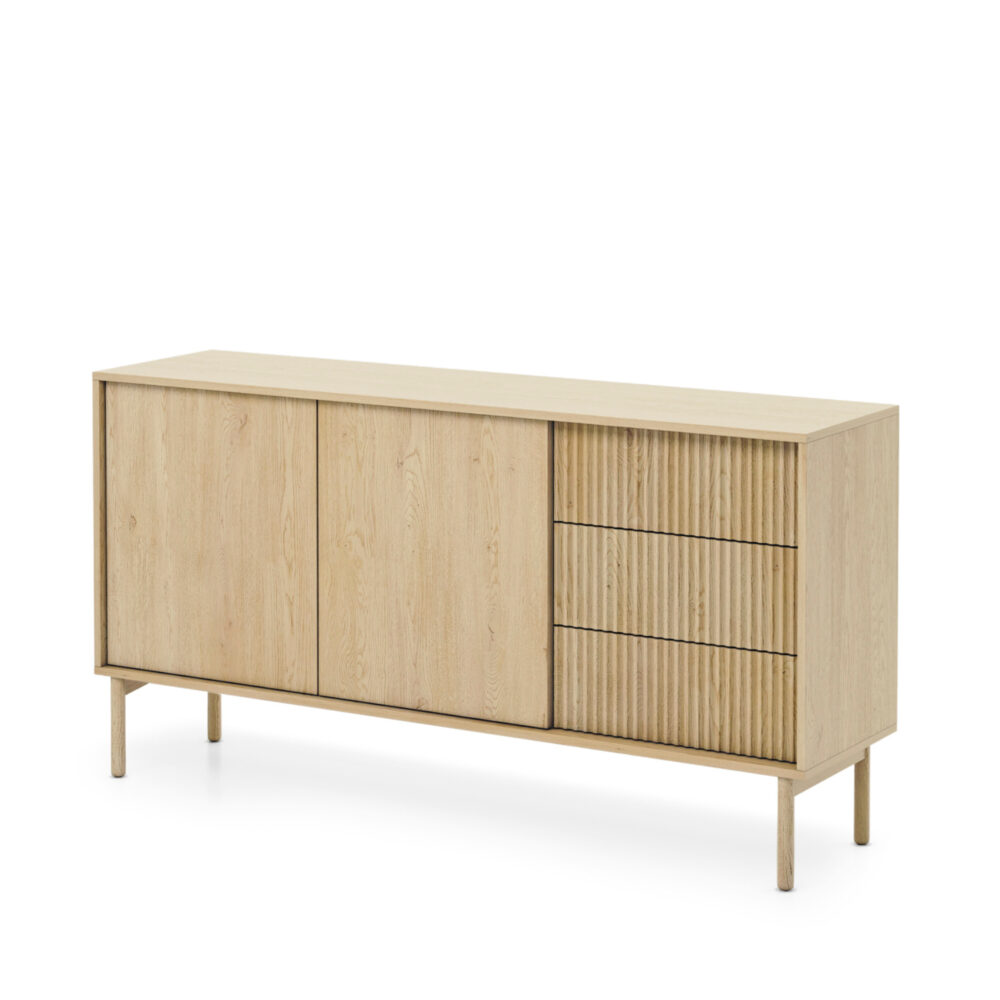 Kommode TAU KOM2 - Cremona-Eiche - geriffelte Fronten - mit Schubladen