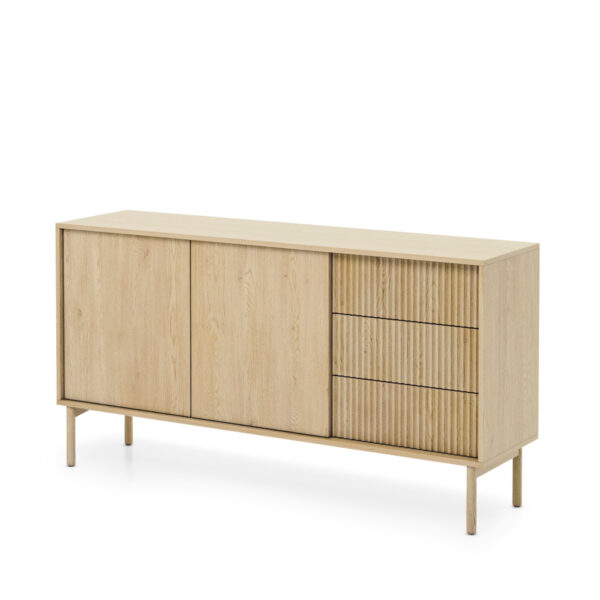 Kommode TAU KOM2 - Cremona-Eiche - geriffelte Fronten - mit Schubladen