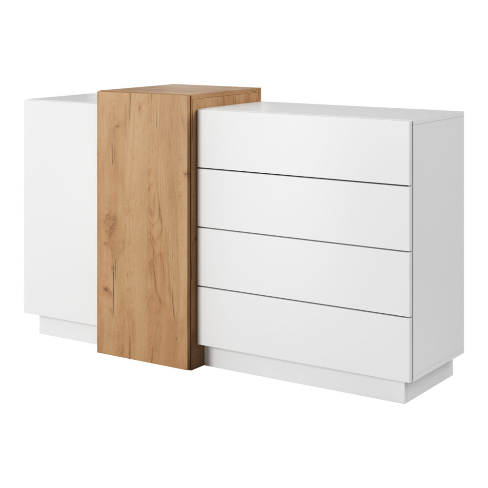 Kommode ETNE KOM2 - Eiche - Weiß - 4 Schubladen