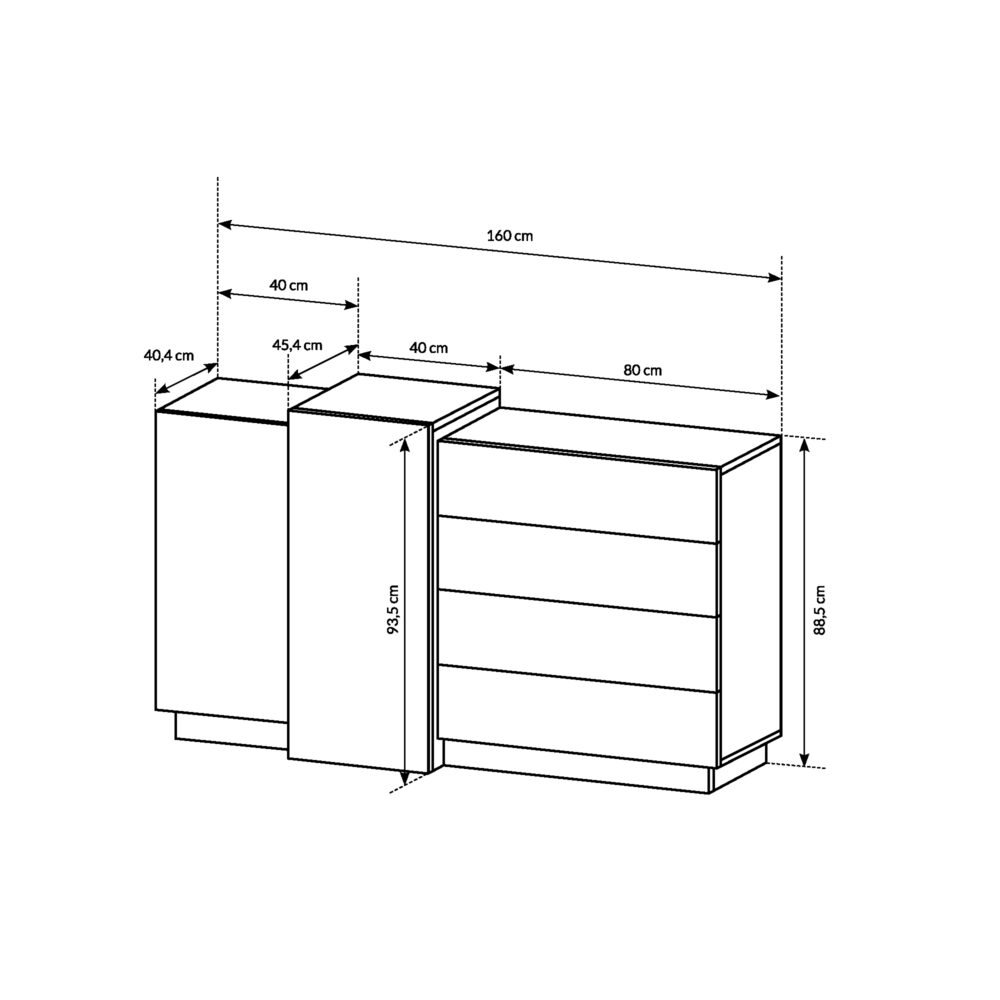 Kommode ETNE KOM2 - Eiche - Weiß - 4 Schubladen – Bild 2
