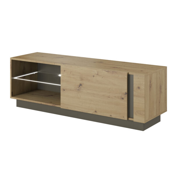 TV-Lowboard ANDEBU - Eiche - Graphitgrau - Soft-Close