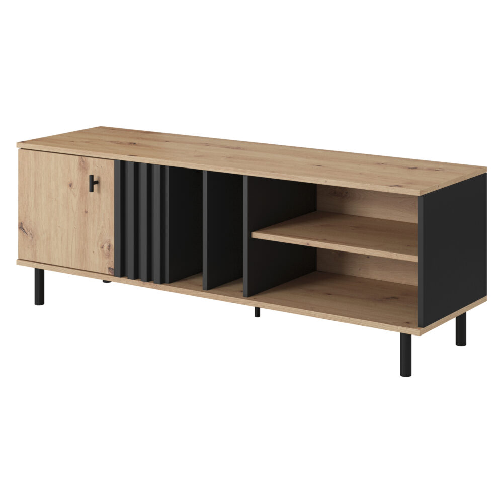 TV-Lowboard MANDAL - Eiche - Anthrazit - matt