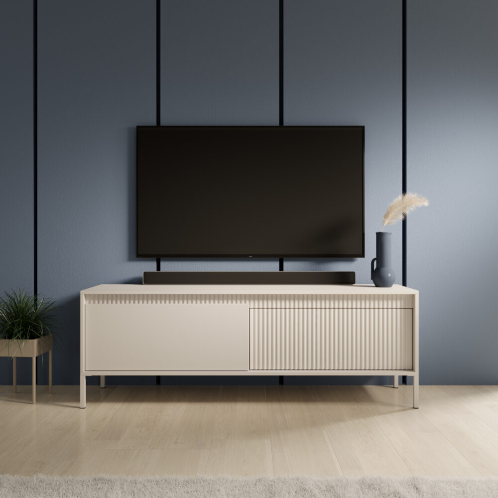 TV-Lowboard SELBU - Beige - geriffelte Fronten – Bild 9