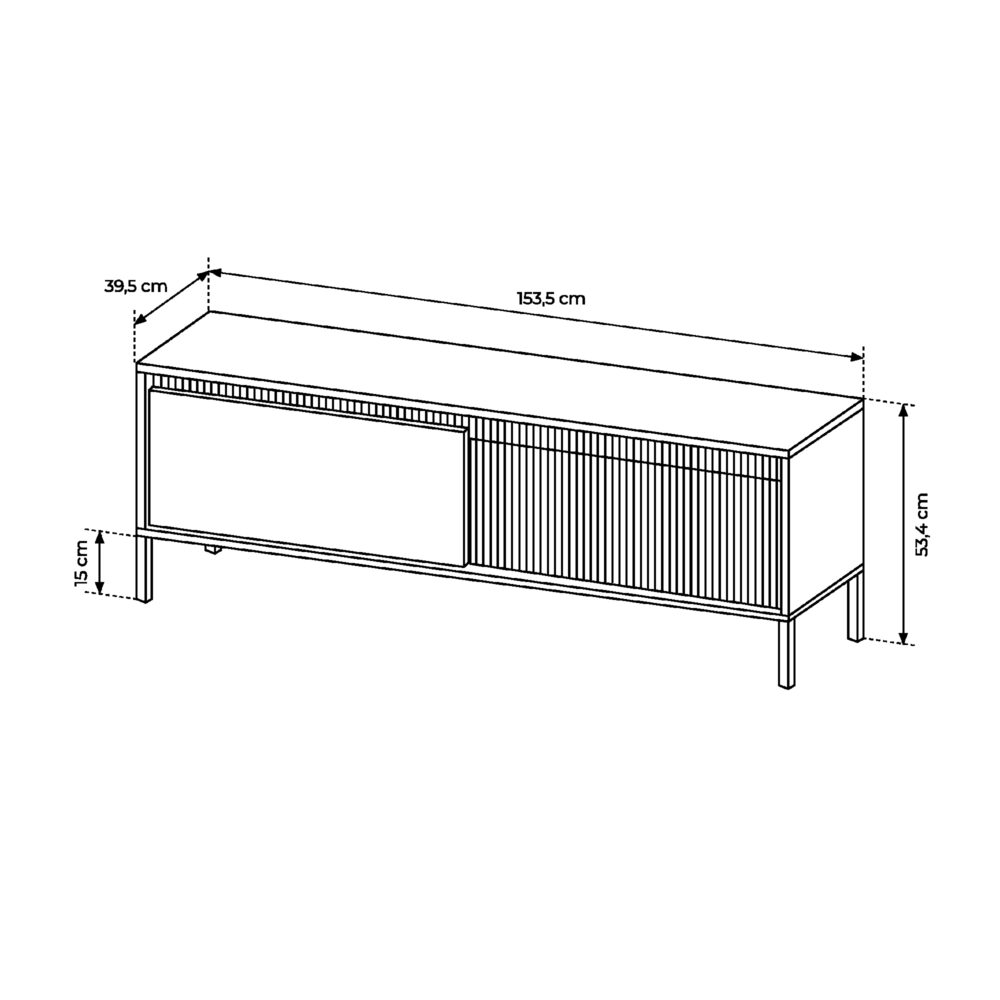 TV-Lowboard SELBU - Schwarz - geriffelte Fronten – Bild 3