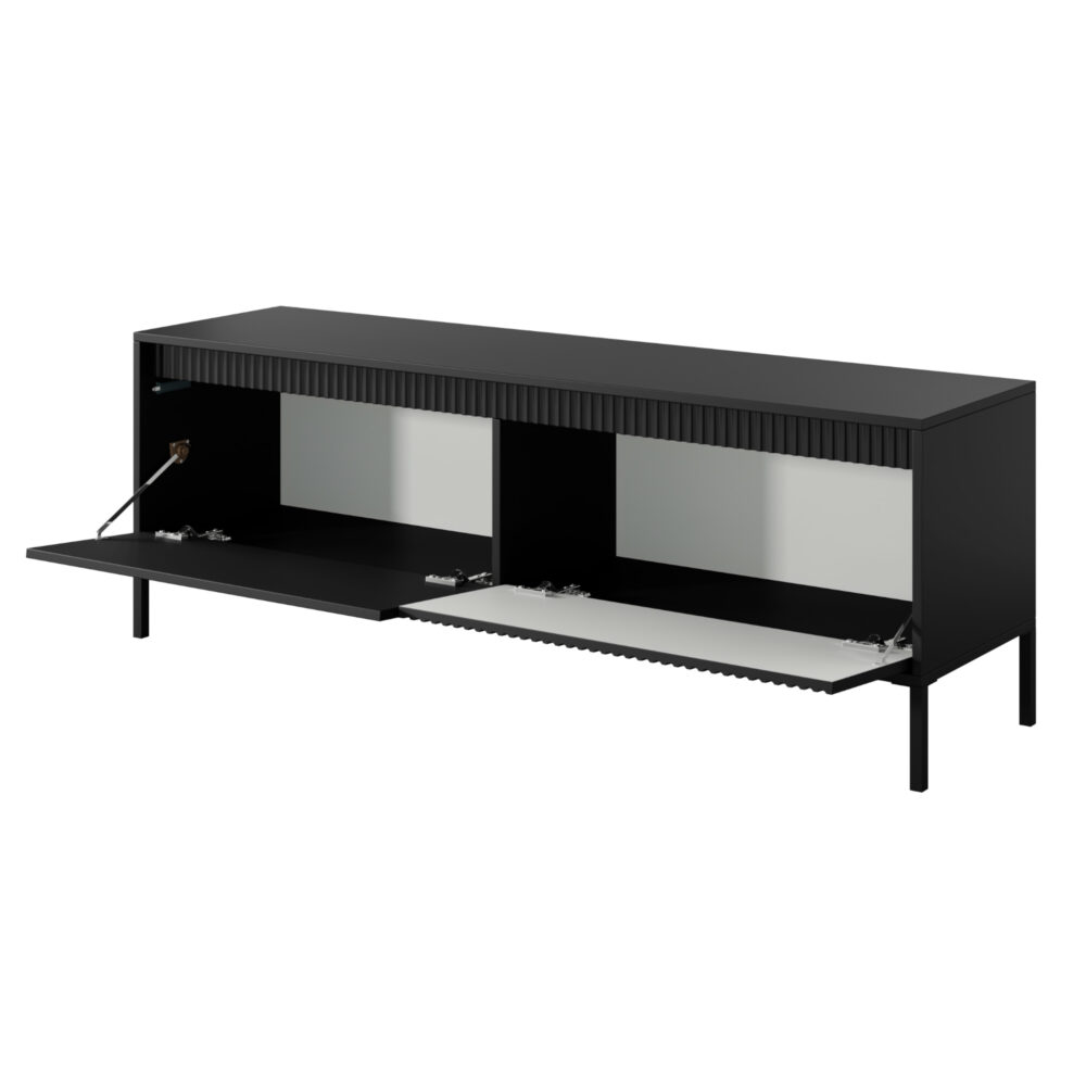 TV-Lowboard SELBU - Schwarz - geriffelte Fronten – Bild 4