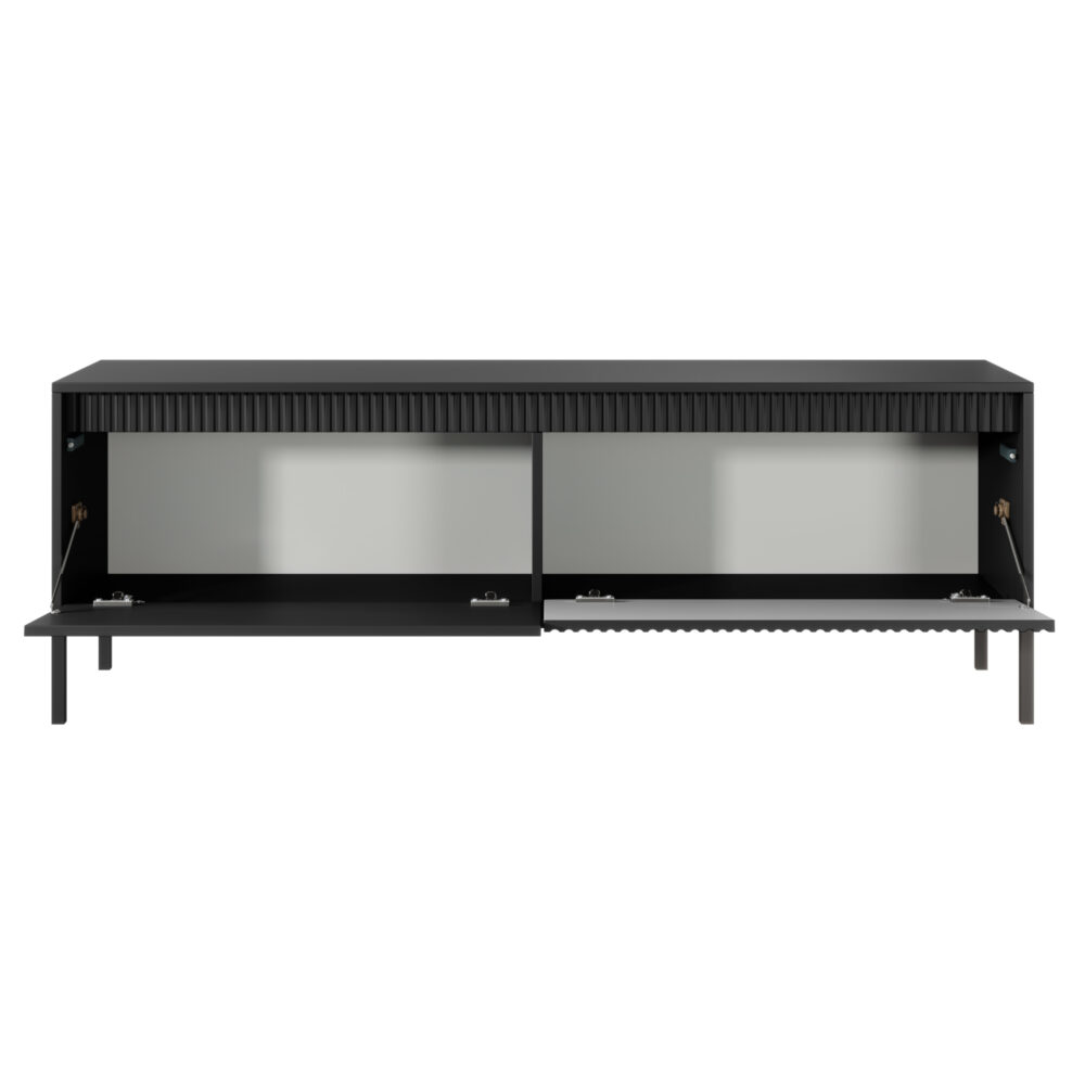 TV-Lowboard SELBU - Schwarz - geriffelte Fronten – Bild 8