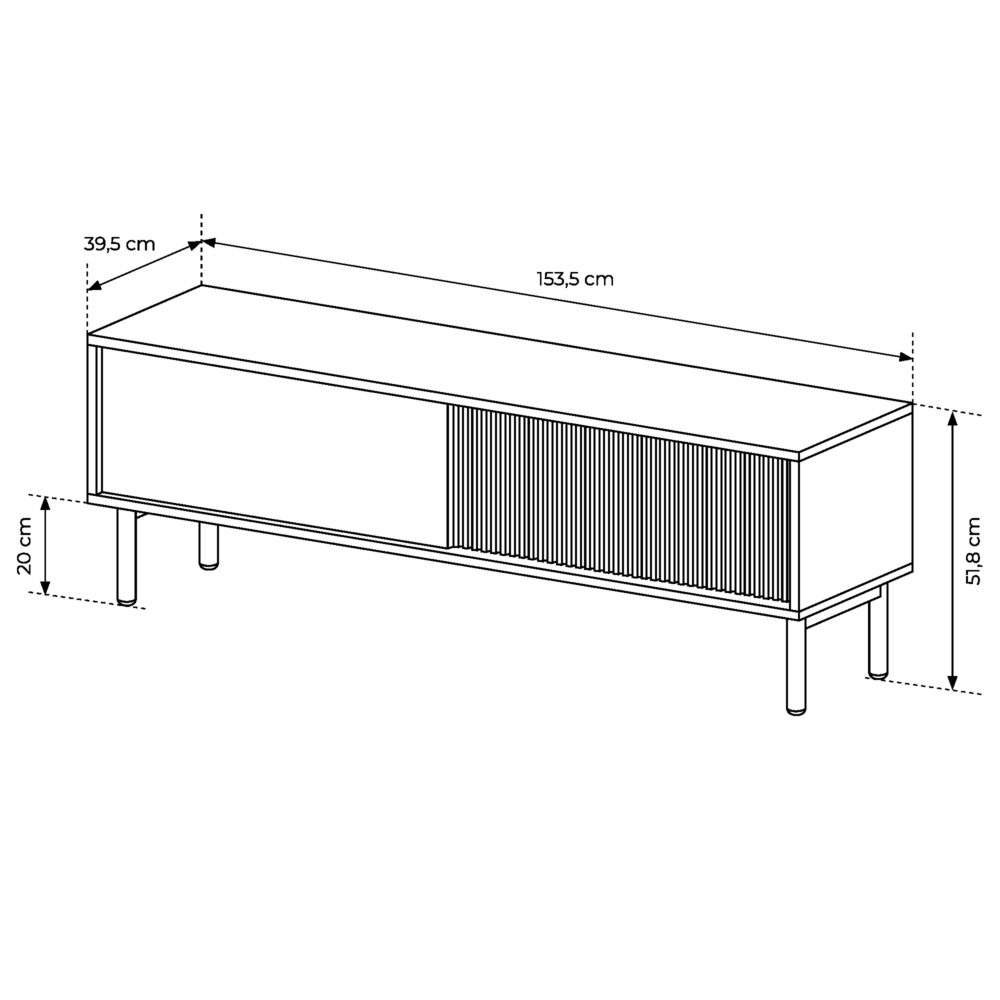 TV-Lowboard TAU - Cremona-Eiche - geriffelte Fronten – Bild 3