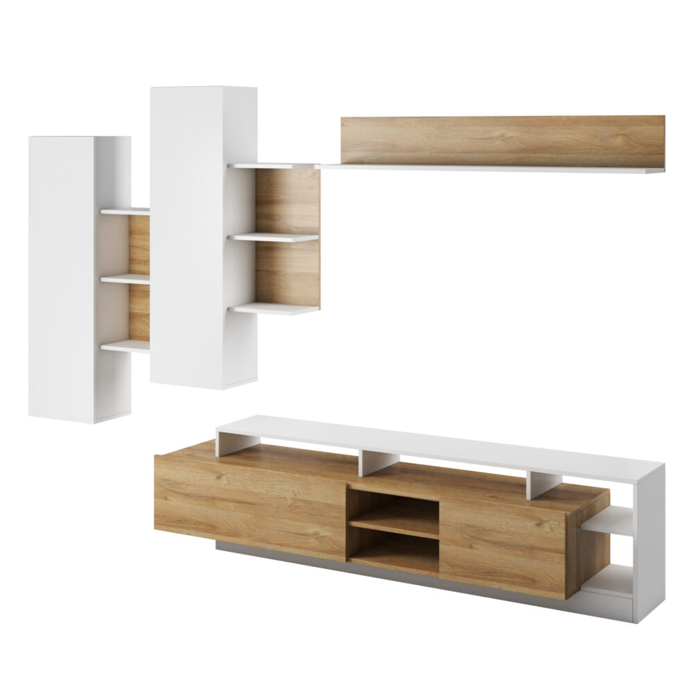 Wohnwand ALVDAL - Eiche - Weiß